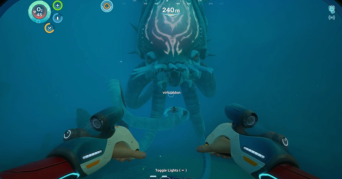 Subnautica 2 Crack — Bioluminescent Forest leviathan encounter