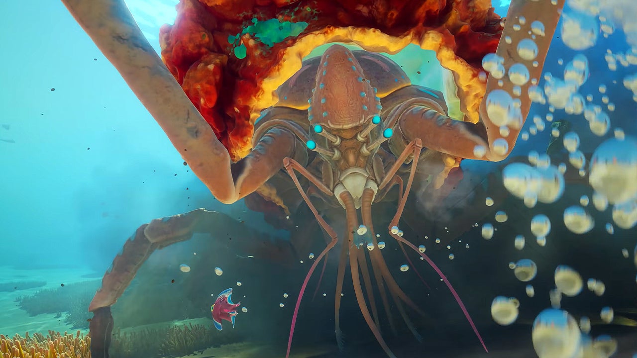 Subnautica 2 Crack — Coral Shallows biome with alien creature
